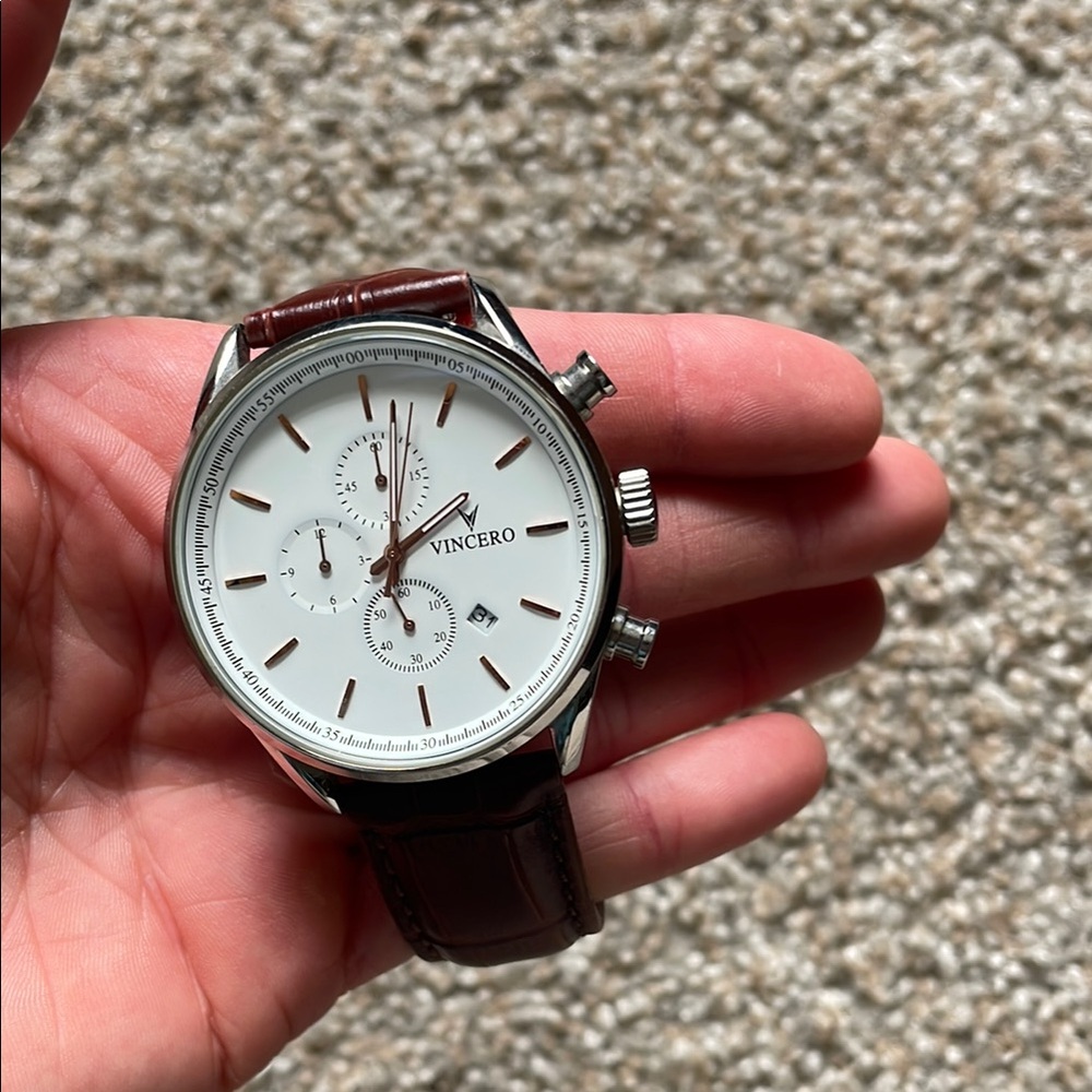 Vince Men's Silver and Brown Watch